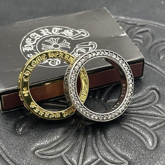 Chrome Inspired Statement Rings, Chrome Heart Ring, Golden Silver Rings