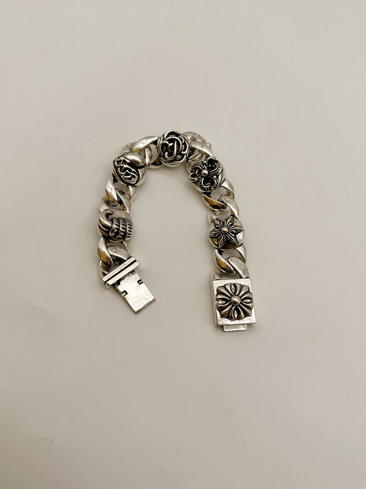 Chrome Jewels Bracelet,22cm Chunky Cross Flower Bracelet