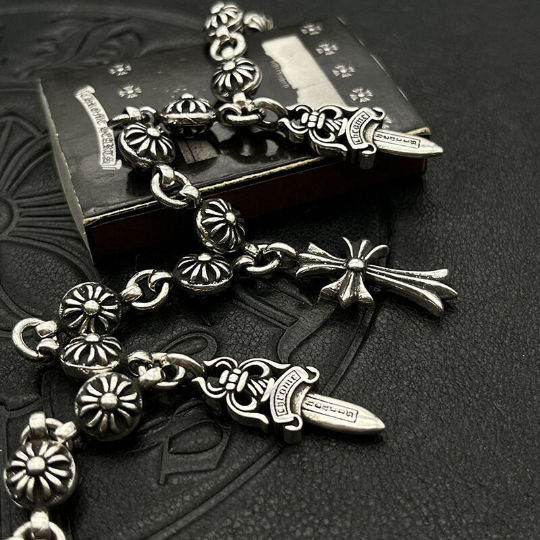 Chrome Jewels Silver Cross Bracelet, Chrome Jewelry Style Design, Punk Bracelet