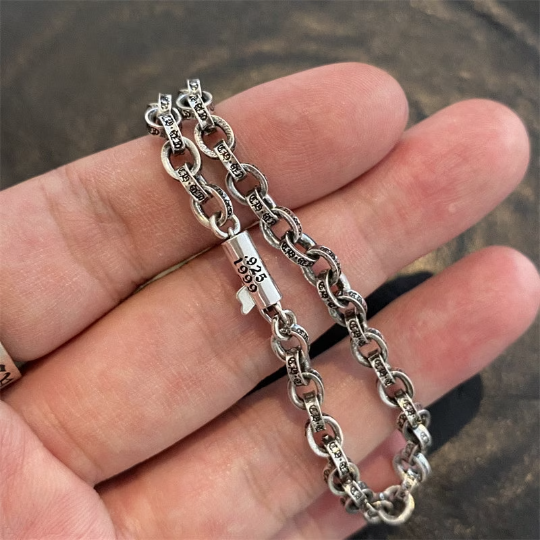 Chrome Jewels Chain Bracelet , Handmade Bracelet , Cross Design Bracelet , Retro Bracelet