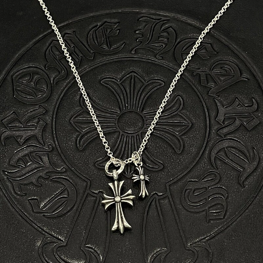 Chrome Jewels Cross Flower Necklace,Gothic Necklace,Chrome Design