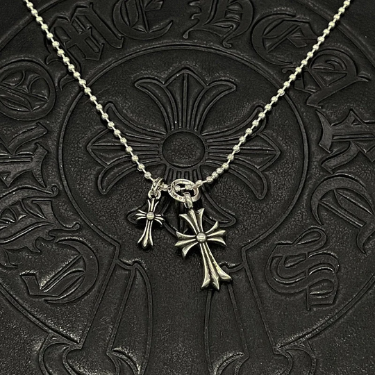 Chrome Jewels Cross Flower Necklace,Gothic Necklace,Chrome Design