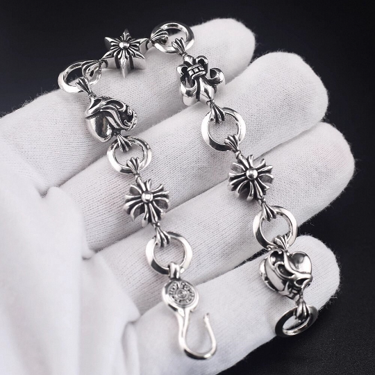 Chrome Jewelry Silver Cross Bracelet,Star Element Bracelet