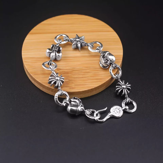 Chrome Jewelry Silver Cross Bracelet,Star Element Bracelet