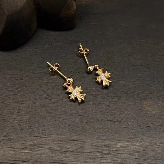 Chrome jewelry Earrings,Chrome Inspired Golden Cross Earrings