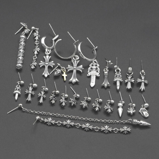 Chrome jewelry Earrings, Silver Goth Earrings, Handmade Earrings