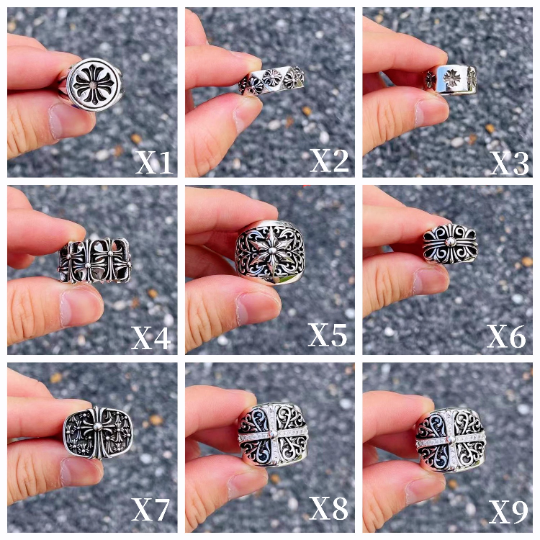 Chrome Inspired Style Ring,Cross Flower Ring,Chrome Hearts Ring