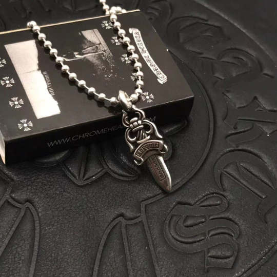 Chrome Design Sword Style Necklace, Gothic Necklace