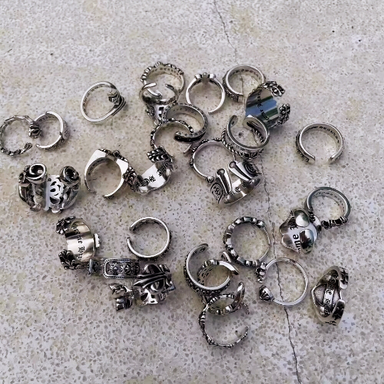 Chrome Jewelry,Handmade Jewelry,Punk Ring,Hip Hop Ring,Adjustable Ring
