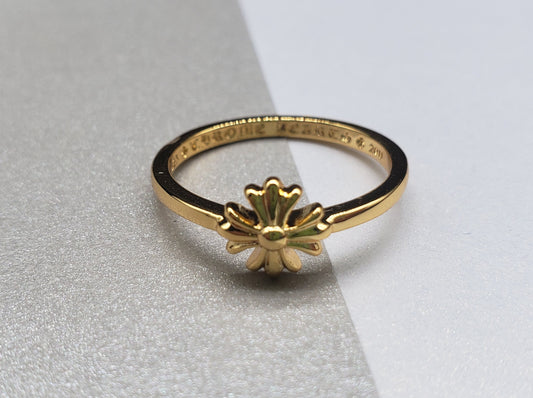 Chrome Gold Flower Retro Ring, Women Style Rings