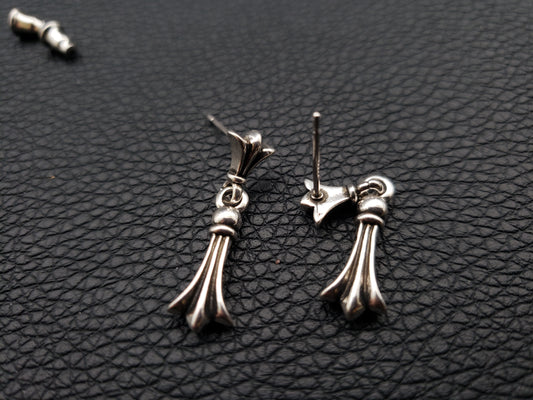 Chrome Design Cross Meteor Pendant Earrings