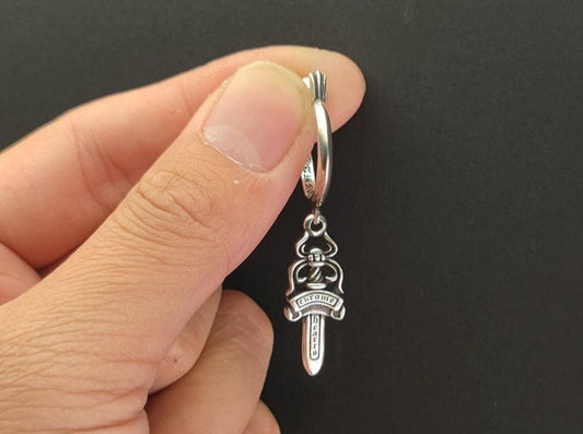 Chrome Design Silver Sword Earrings