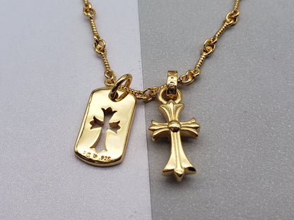 Chrome Zirconia Cross Pendant 55cm Necklace