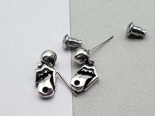 Chrome Design Hip Hop Tongue Earrings