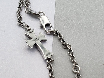 Chrome Jewelry Bracelet, 16cm Chrome Jewelry Silver Cross Flower Bracelet