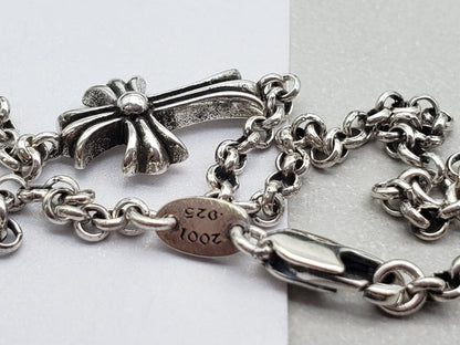 Chrome Jewelry Bracelet, 16cm Chrome Jewelry Silver Cross Flower Bracelet