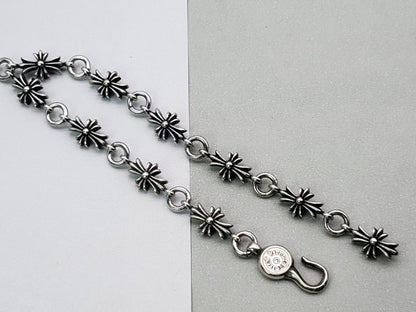 Chrome Jewels Silver Long Cross Flower Bracelet, no Diamond Bracelet