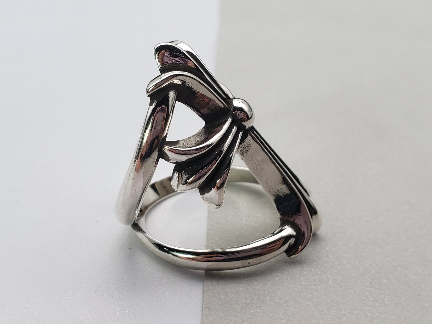 Chrome Jewelry Cross Hollow Ring, Aged ring