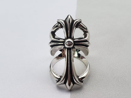 Chrome Jewelry Cross Hollow Ring, Aged ring