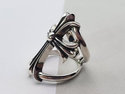 Chrome Jewelry Cross Hollow Ring, Aged ring