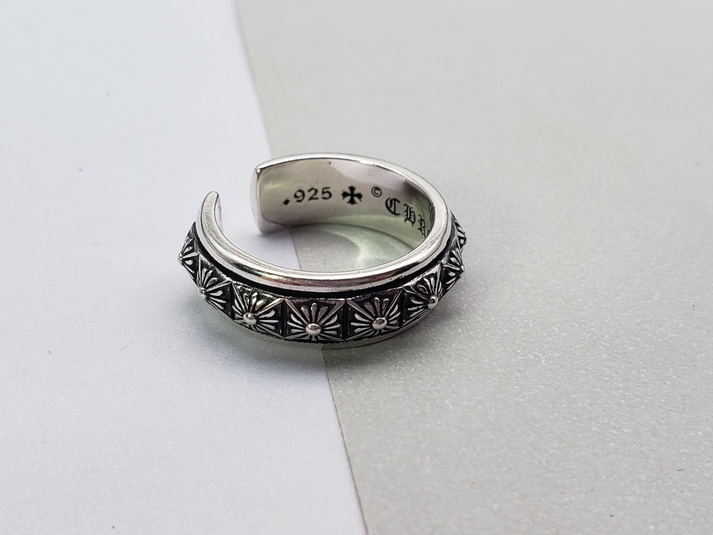 Chrome Design Open Adjustable Ring