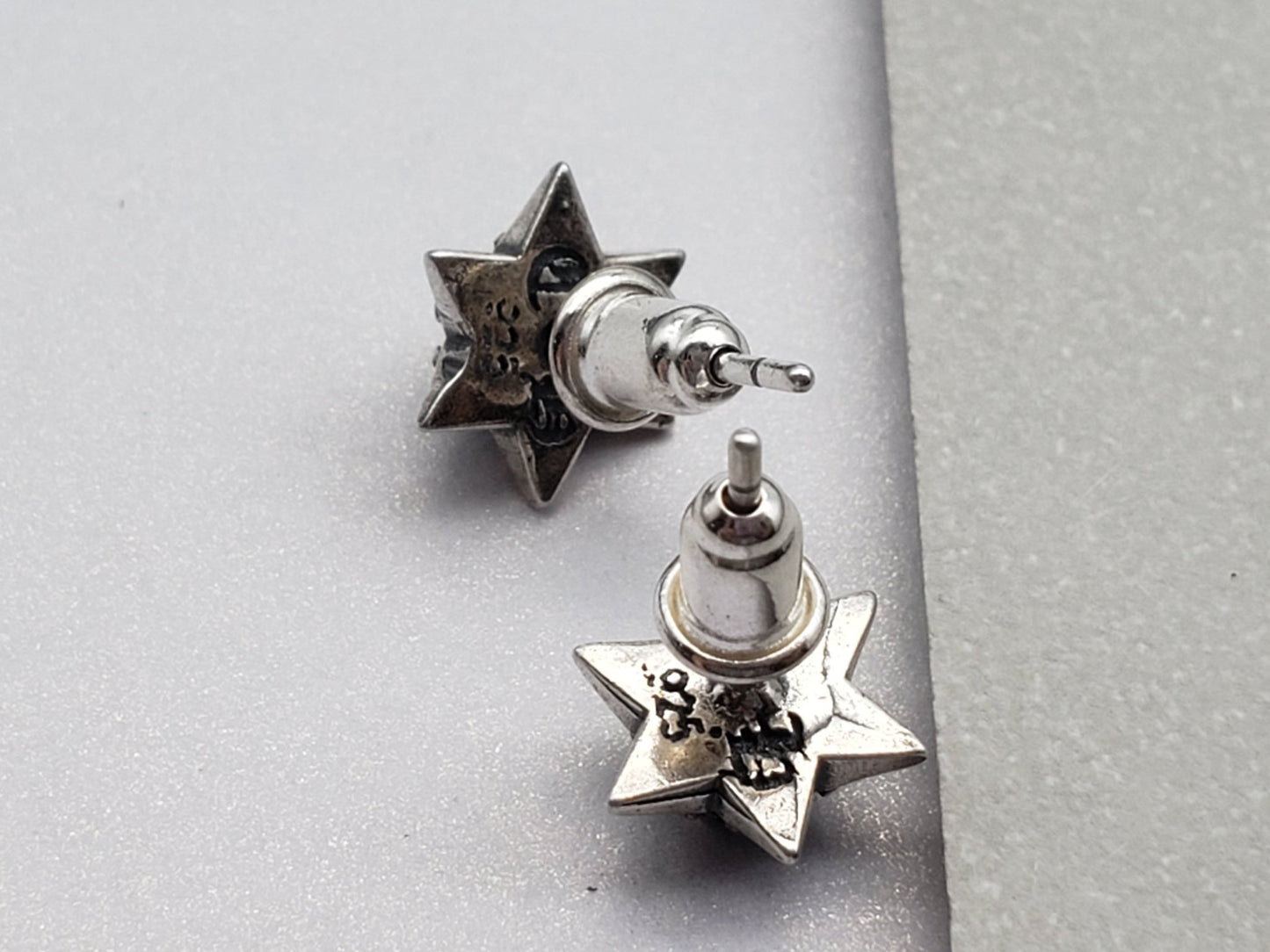 Chrome Design Black Star Flower Stud Earrings