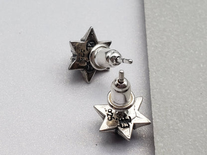 Chrome Design Black Star Flower Stud Earrings