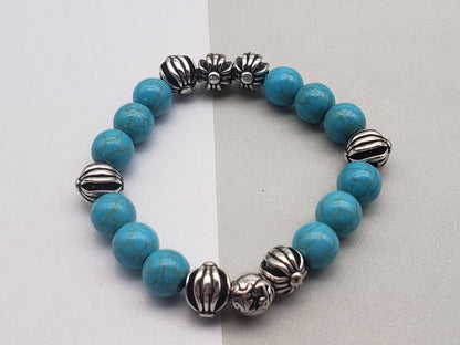 Chrome Design Turquoise Ball Bracelet