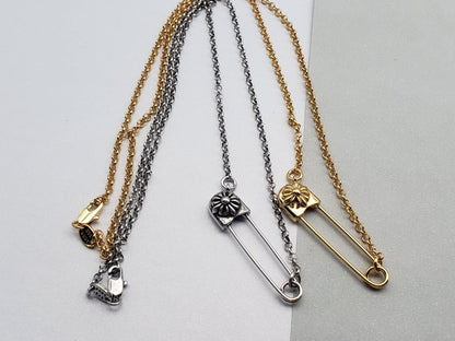 Chrome Style Vintage Paperclip Necklace Gold/Silver