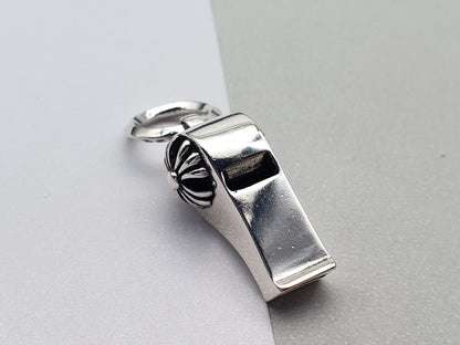 Chrome Design Whistle Pendant, Silver Pendant