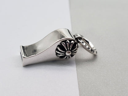 Chrome Design Whistle Pendant, Silver Pendant