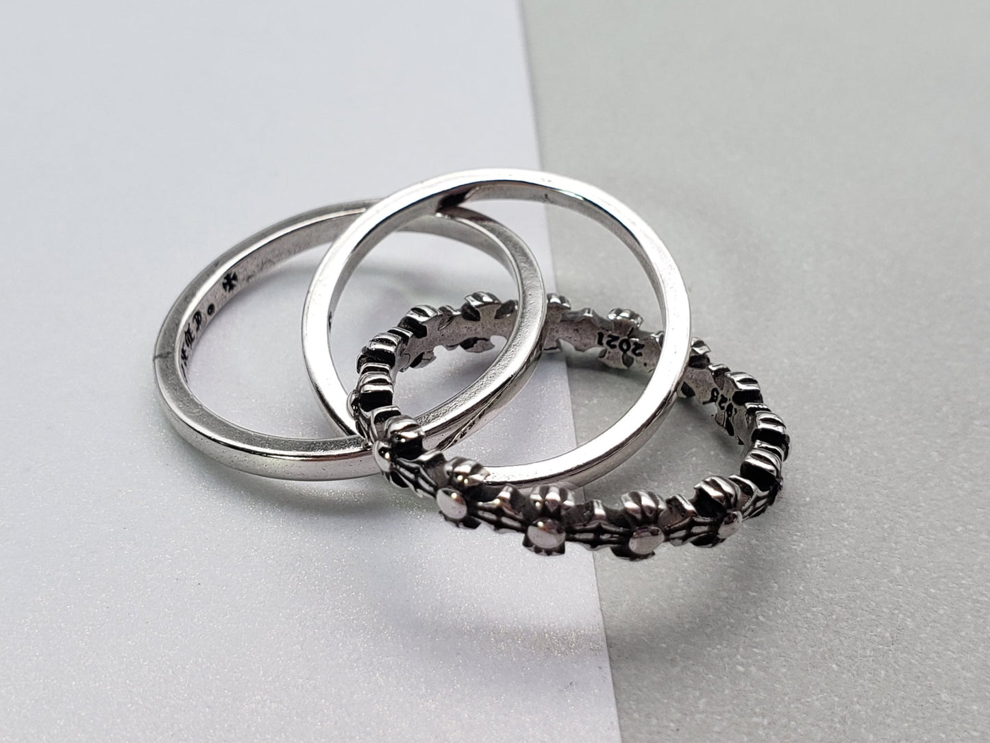 Chrome Classic Three-band Ring, Thin Ring, Gift for Girlfriend