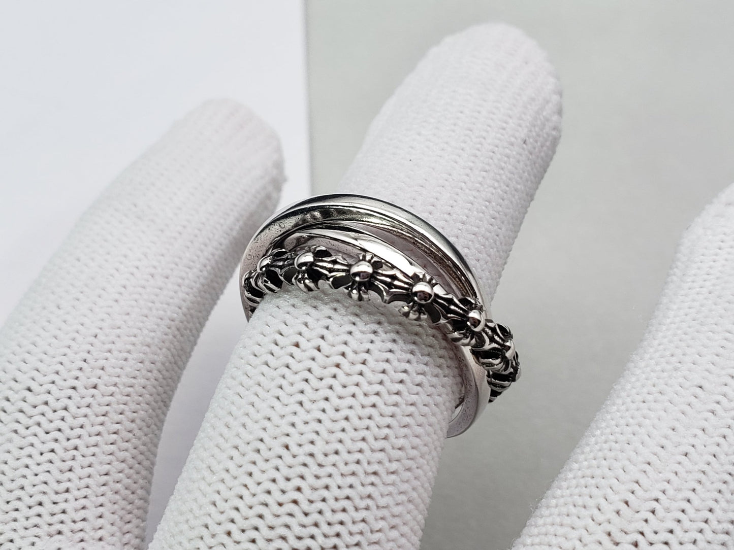 Chrome Classic Three-band Ring, Thin Ring, Gift for Girlfriend