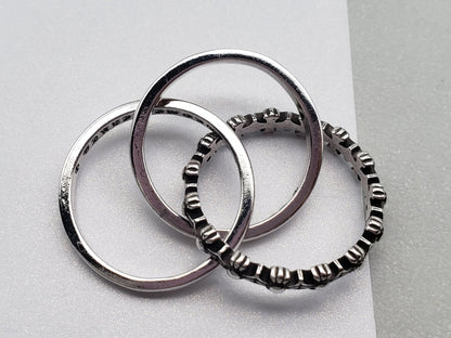 Chrome Classic Three-band Ring, Thin Ring, Gift for Girlfriend