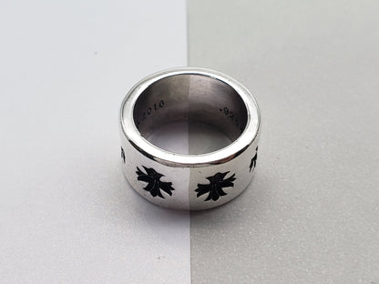 Chrome Classic Cross Flower Thick Ring