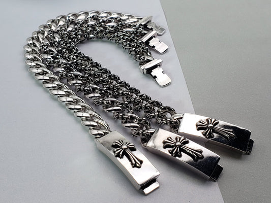 Chrome Design Bracelet, Cross Deco Bracelet