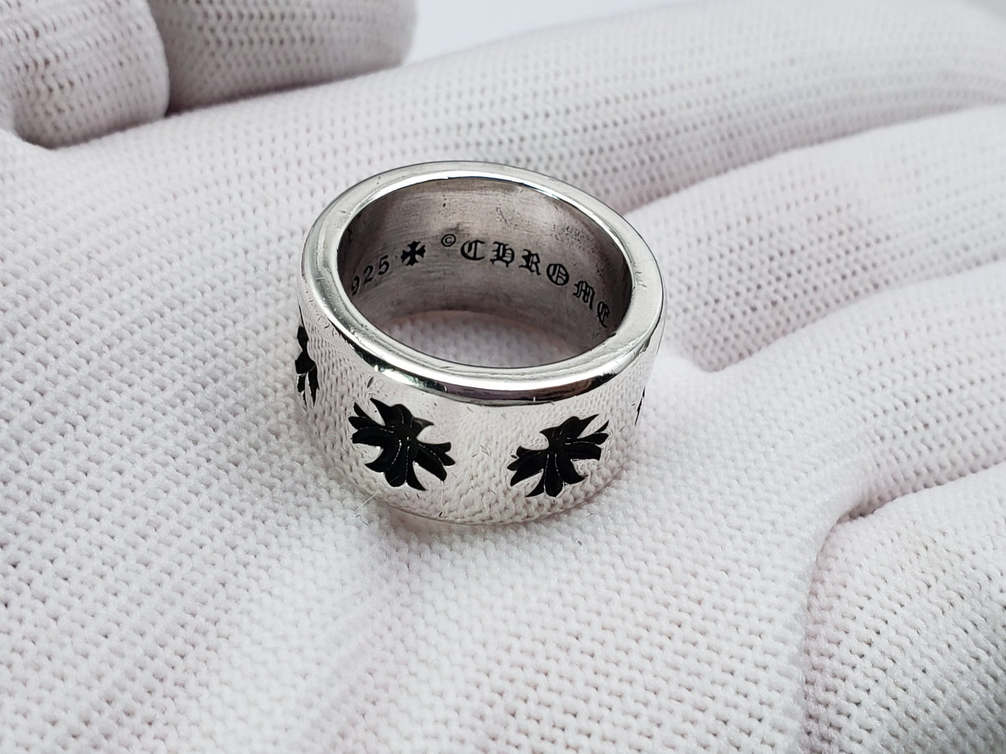 Chrome Classic Cross Flower Thick Ring