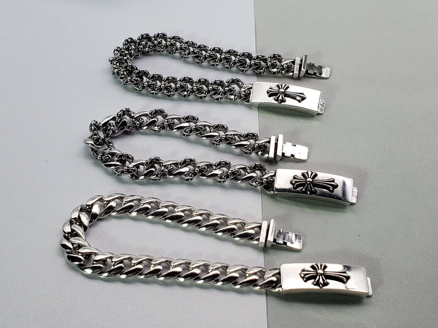 Chrome Design Bracelet, Cross Deco Bracelet