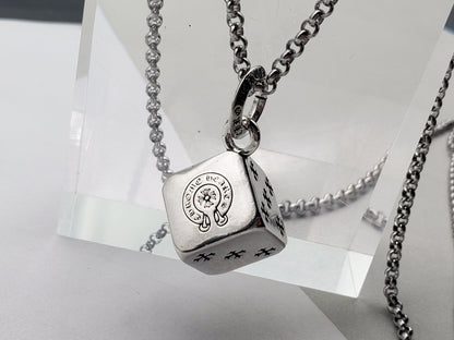 Chrome Dice Pendant 55cm Necklace,Streetwear