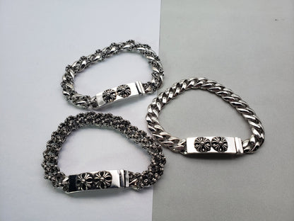 Chrome Design Double Cross Bracelet, Silver Bracelet