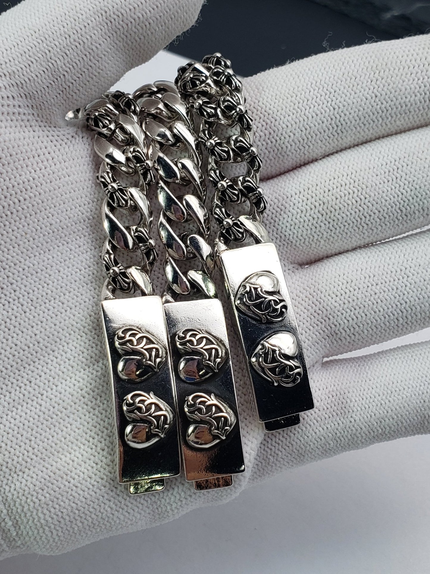 Chrome Design Silver Cross Flower Bracelet Collection