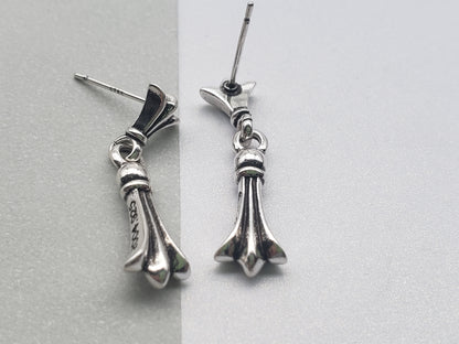 Chrome Design Cross Meteor Pendant Earrings