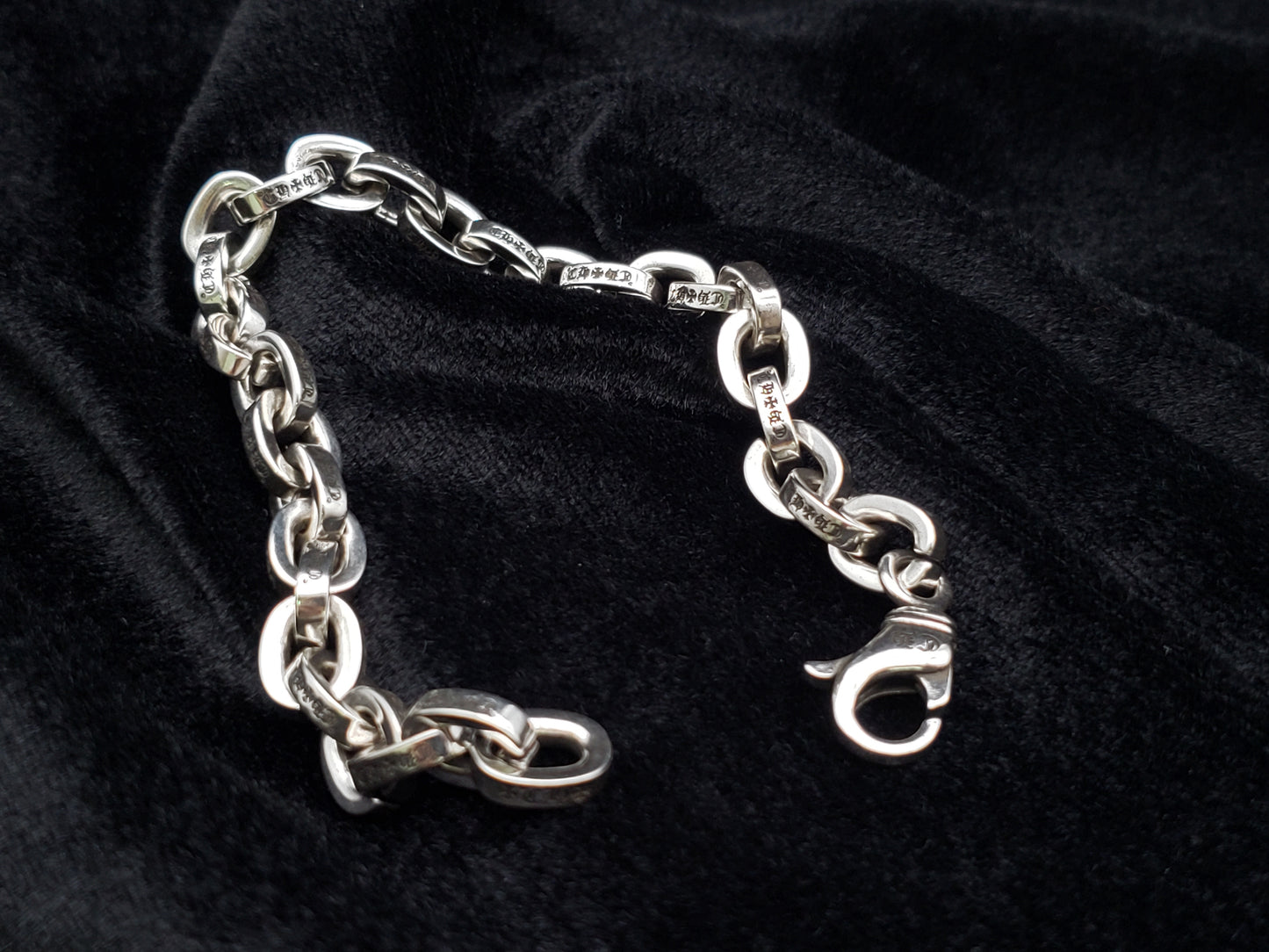 Chrome Design Retro Distressed Letter Bracelet, Chain Bracelet