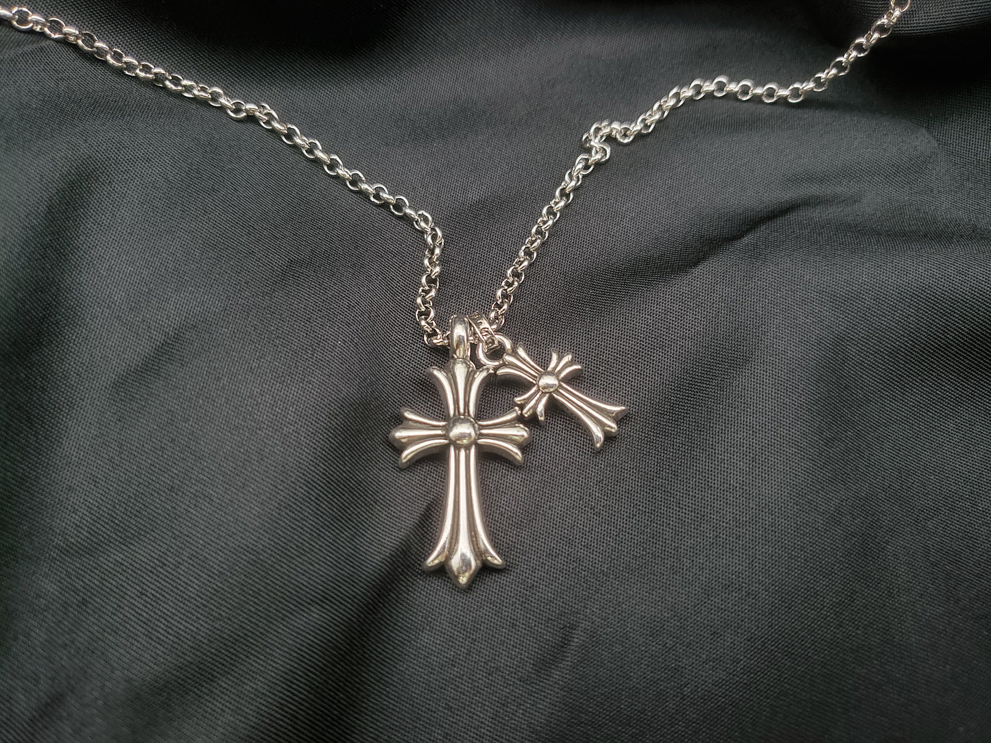 Chrome Cross Pendant ,Cross Necklace, Neck Deco