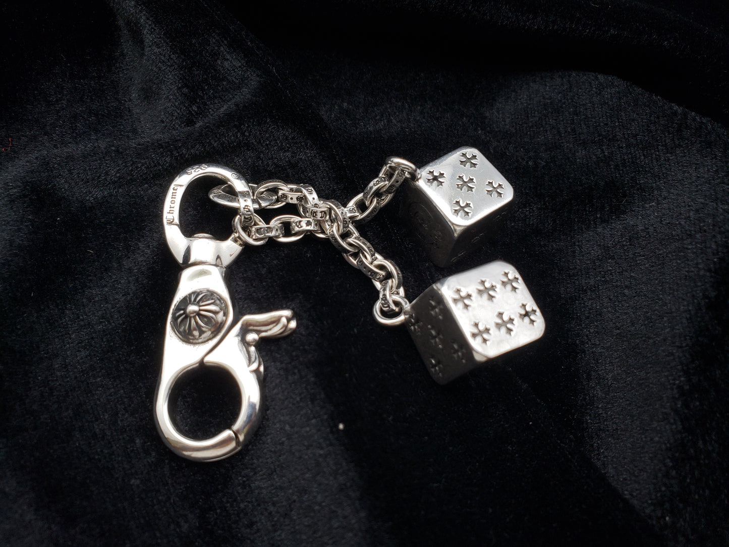 Chrome Jewelry Retro Dice Keychain