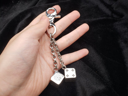 Chrome Jewelry Retro Dice Keychain