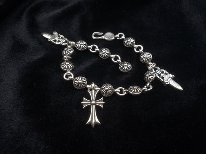 Chrome Jewels Silver Cross Bracelet, Chrome Jewelry Style Design, Punk Bracelet