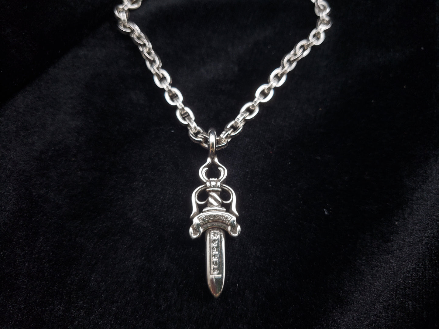 Chrome Medium Double-Sided Sword Necklace Pendant