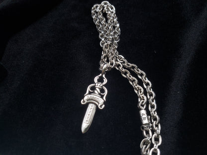 Chrome Medium Double-Sided Sword Necklace Pendant