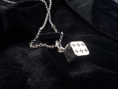 Chrome Dice Pendant 55cm Necklace,Streetwear